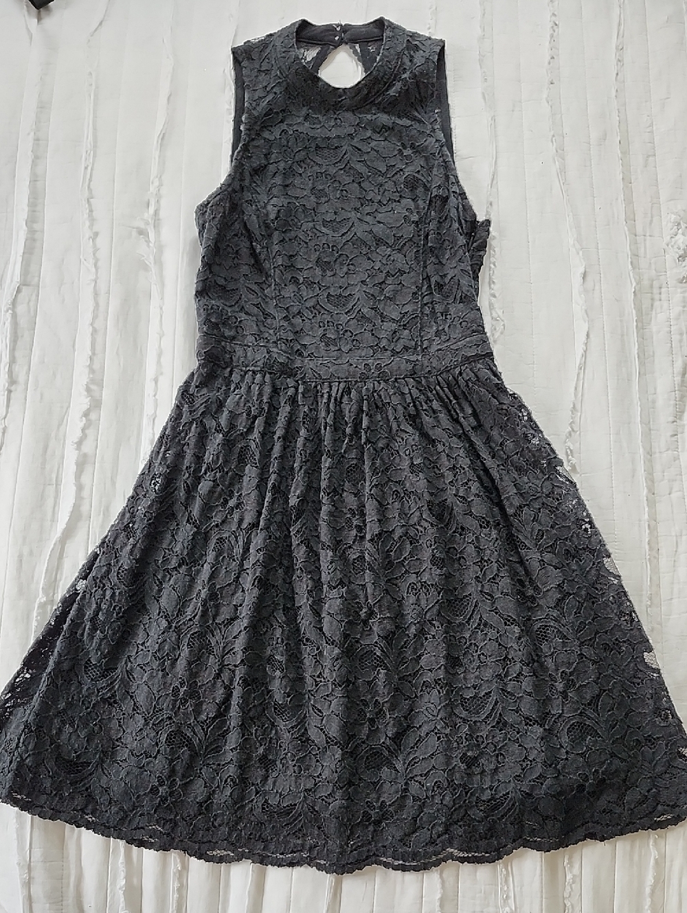 Hollister Black Lace Halter Dress Open Back Mini XS